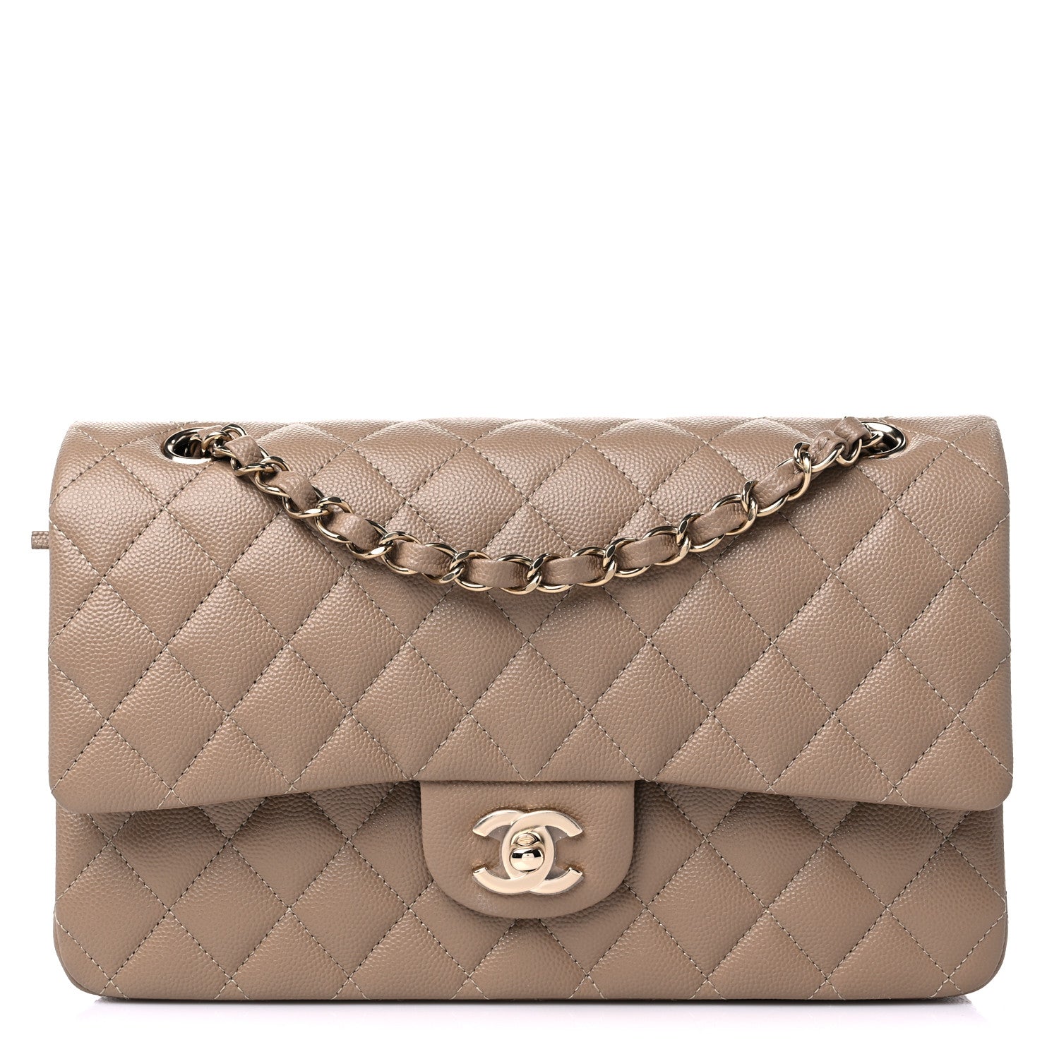 Chanel Caviar Quilted Medium Double Flap Dark Beige 1 of 10