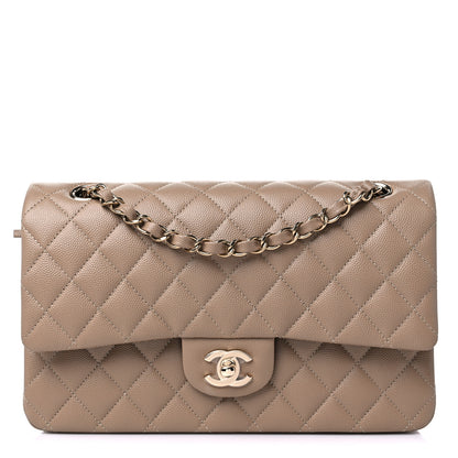 Chanel Caviar Quilted Medium Double Flap Dark Beige 1 of 10