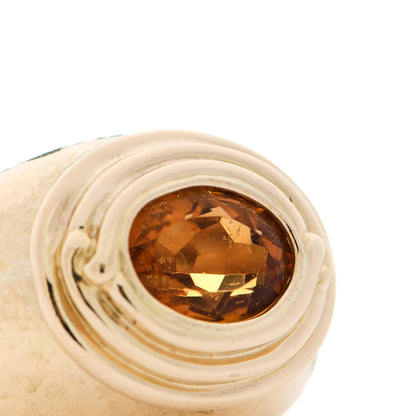 Tiffany 18K Yellow Gold Citrine Schlumberger Hammered Ring 51 5.75 6 of 6