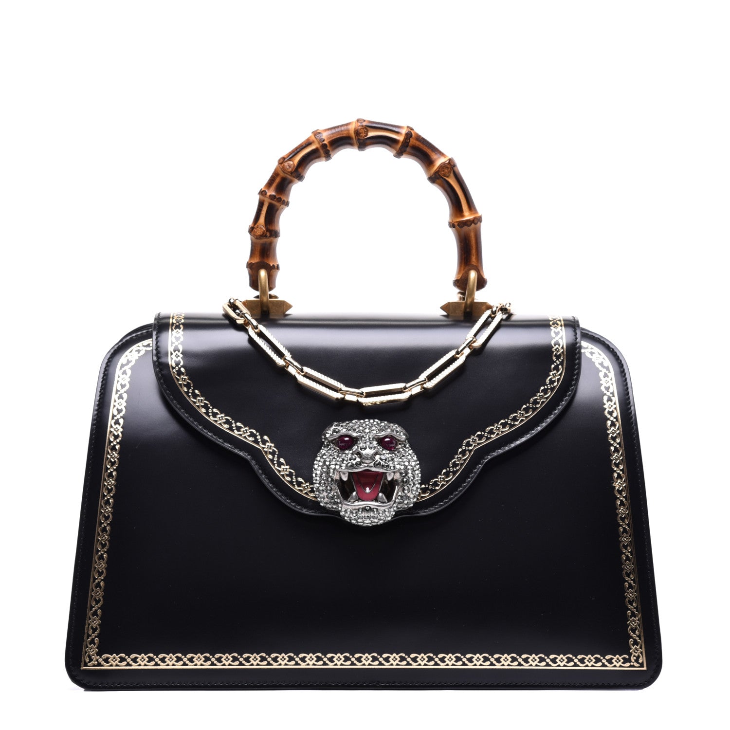 Gucci Calfskin Bamboo Medium Thiara Top Handle Bag Black 1 of 11