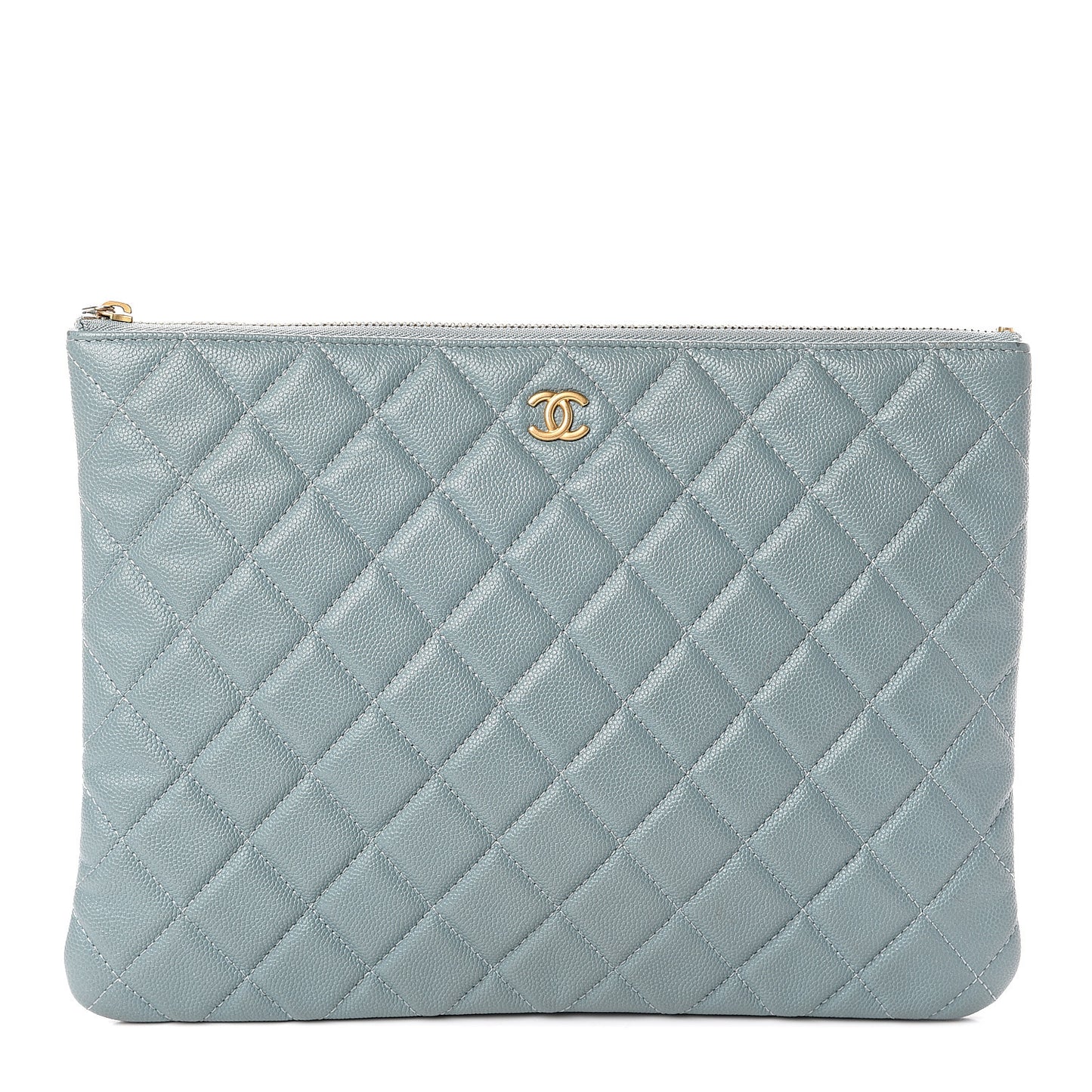 Caviar Quilted Medium Cosmetic Case Light Blue