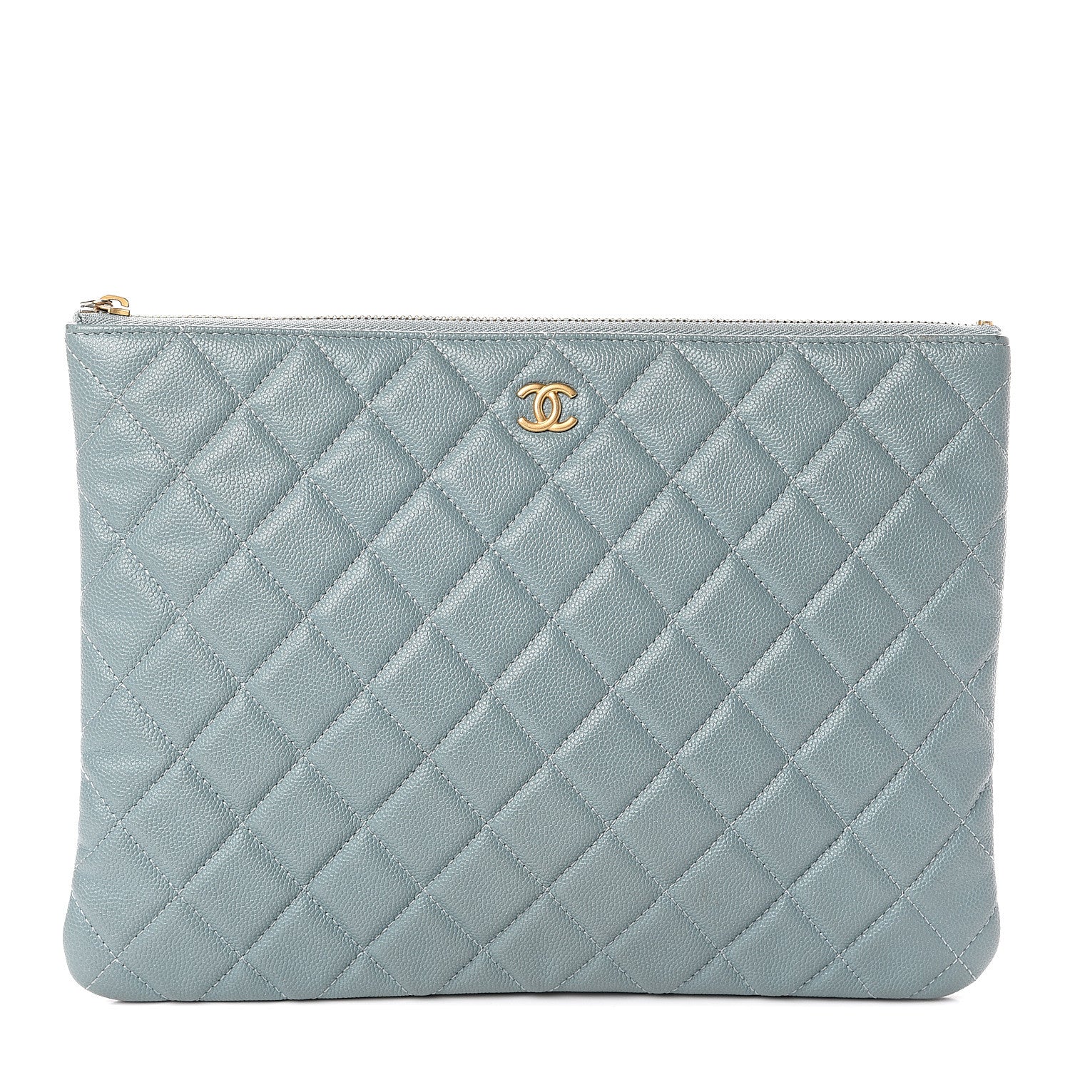 Chanel Caviar Quilted Medium Cosmetic Case Light Blue 1 of 8