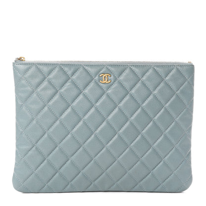 Chanel Caviar Quilted Medium Cosmetic Case Light Blue 1 of 8