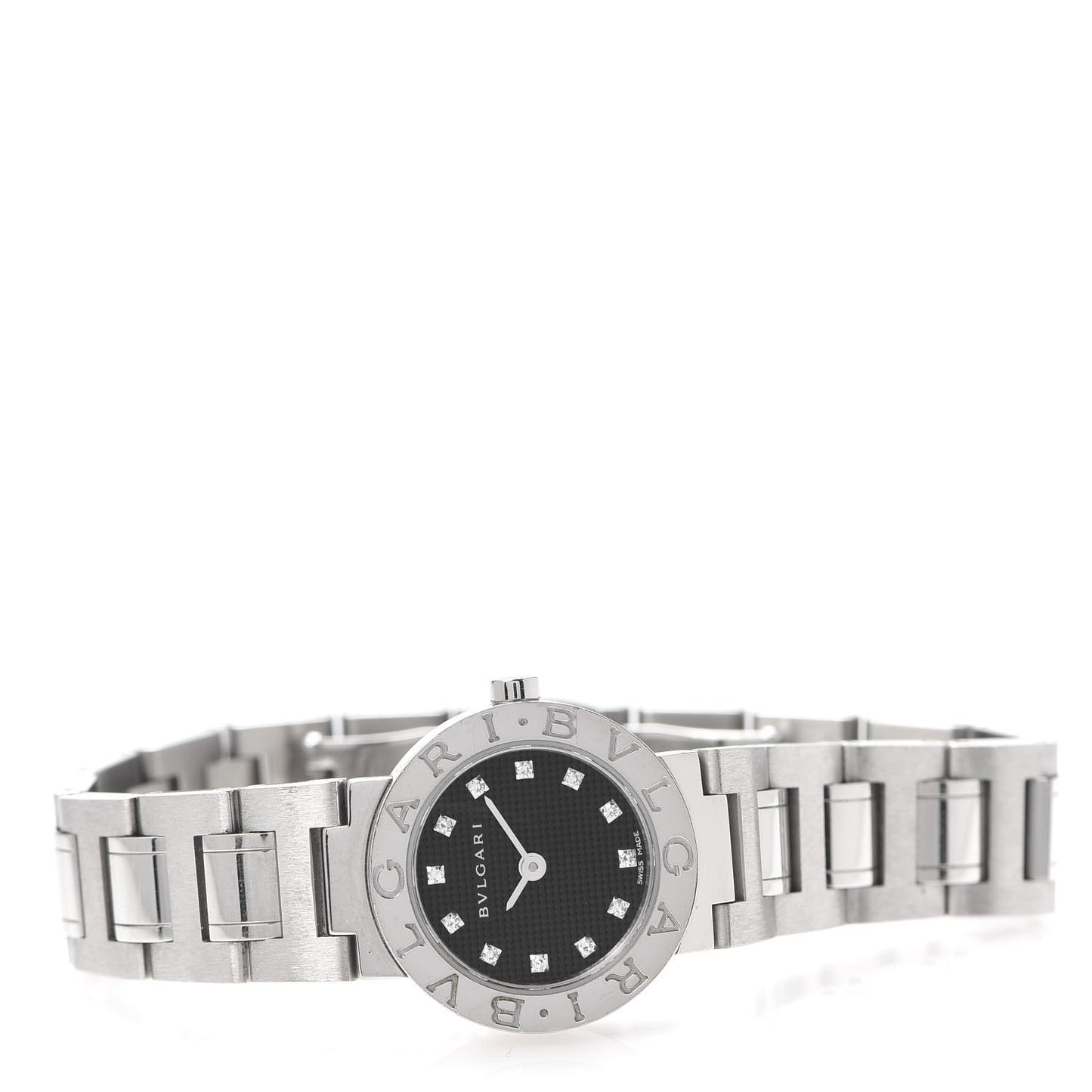 Stainless Steel Diamond 23mm Quartz Watch Black