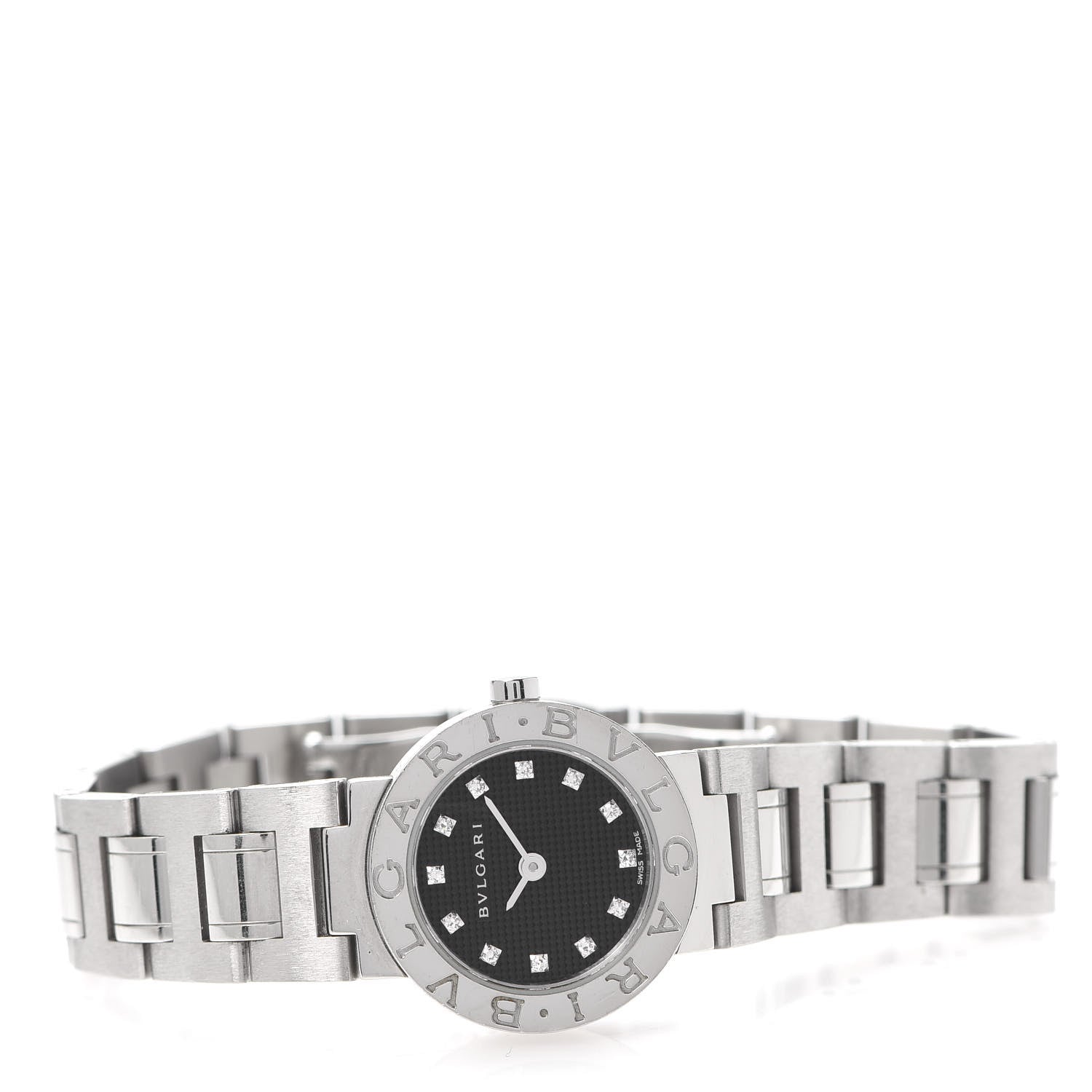 Bulgari Stainless Steel Diamond 23mm Quartz Watch Black 3 of 6