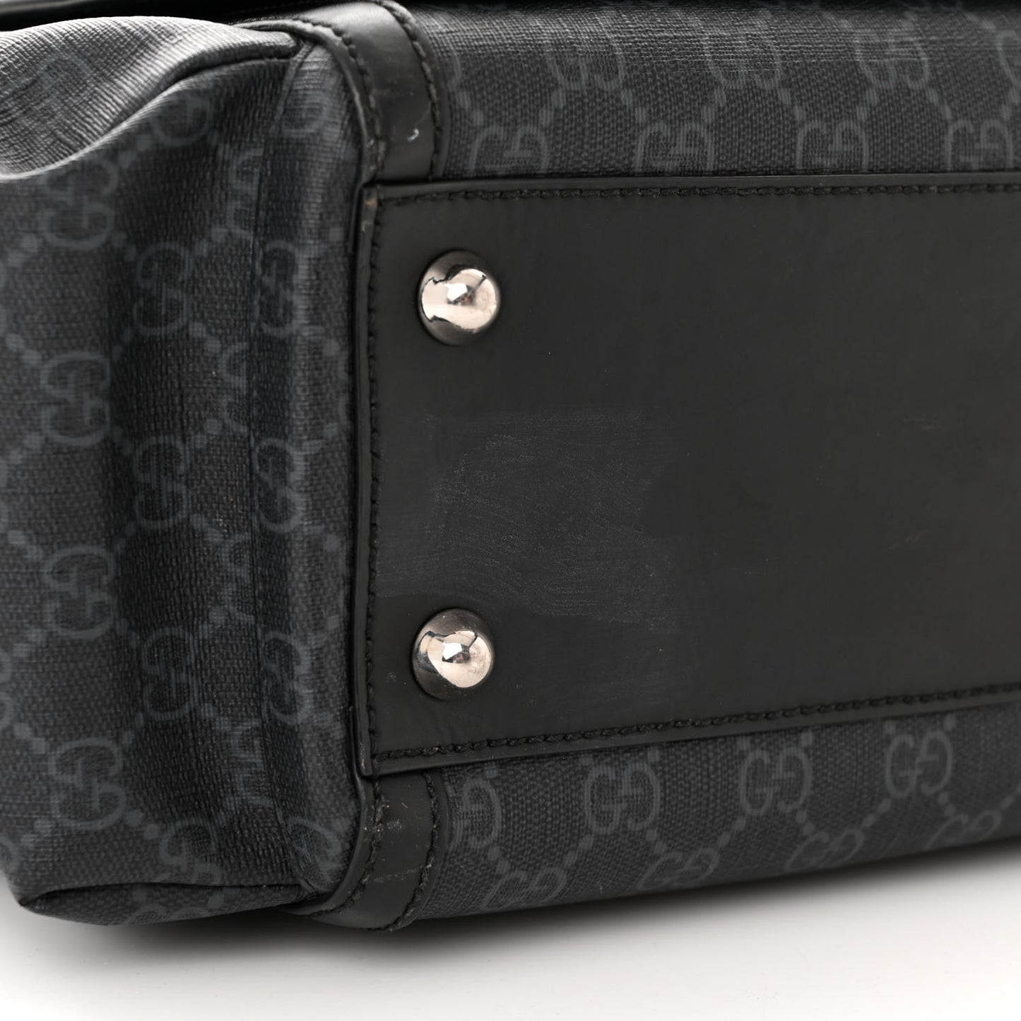GG Supreme Monogram Web Messenger Diaper Bag Black Grey