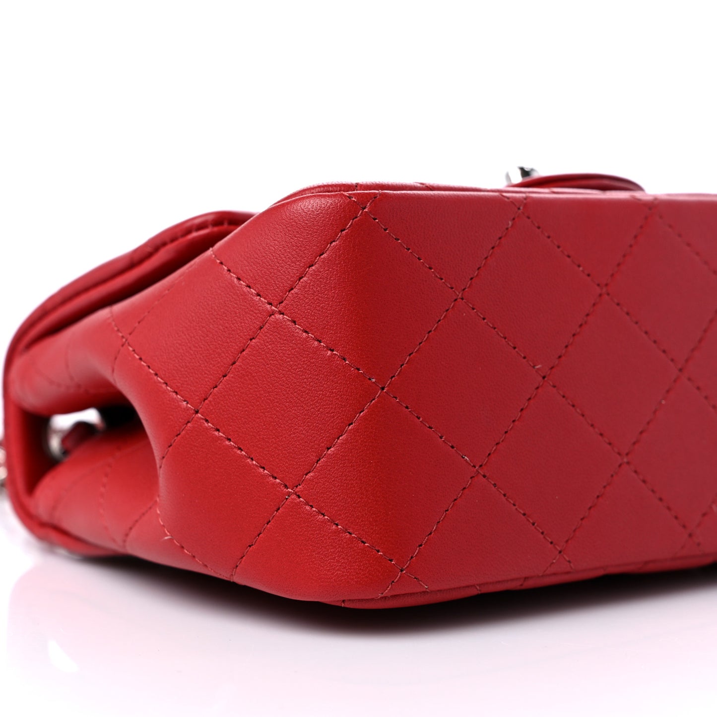 Lambskin Quilted Mini Square Flap Dark Red