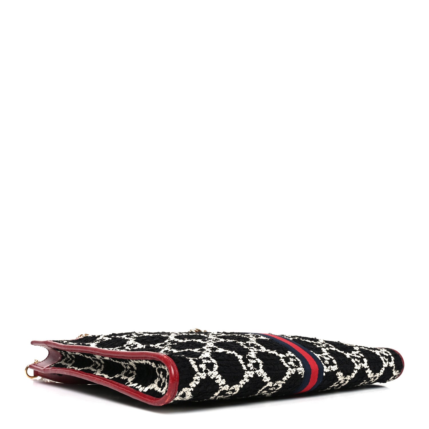 Gucci Tweed GG Monogram Large Rajah Chain Tote Romantic Cherry Black White 4 of 11