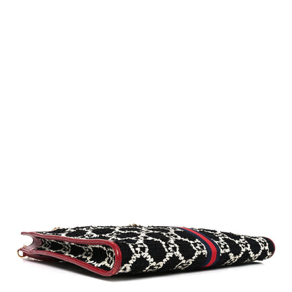 Gucci Tweed GG Monogram Large Rajah Chain Tote Romantic Cherry Black White 4 of 11