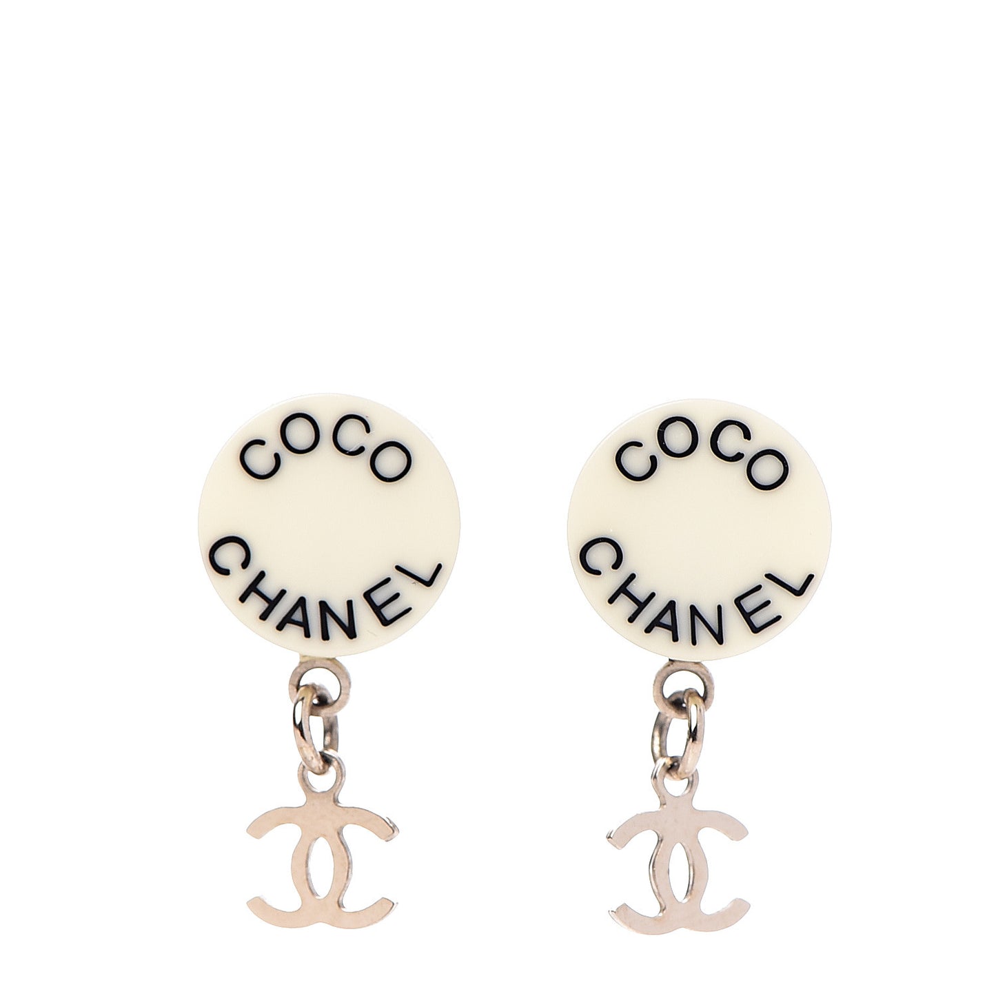 Resin Coco CC Drop Earrings Gold