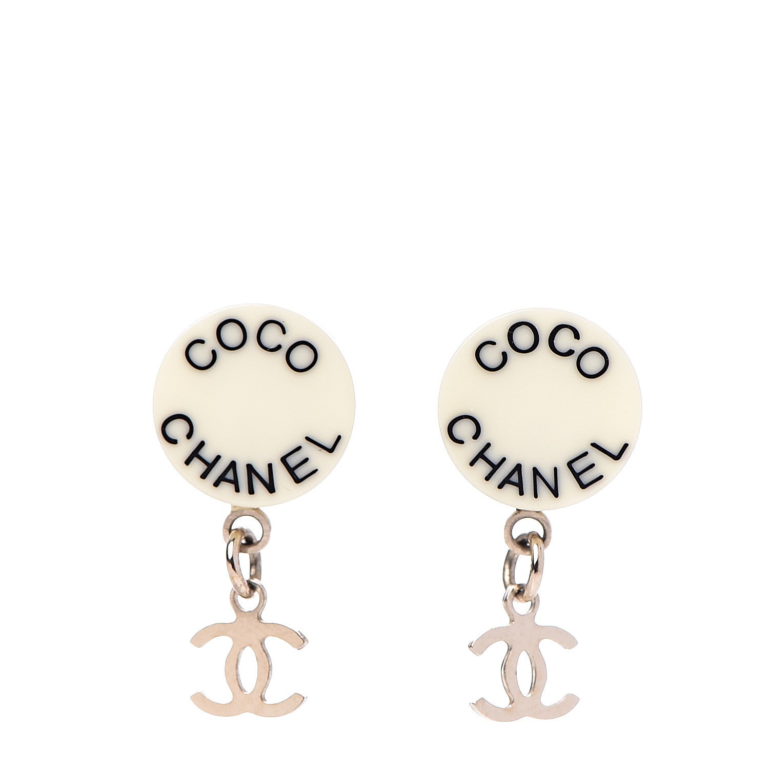 Chanel Resin Coco CC Drop Earrings Gold 1 of 6