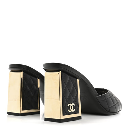 Chanel Lambskin Quilted CC Mules 40 Black 5 of 10