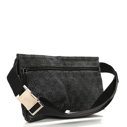 Gucci Denim Monogram Double Pocket Belt Bag Black 4 of 31