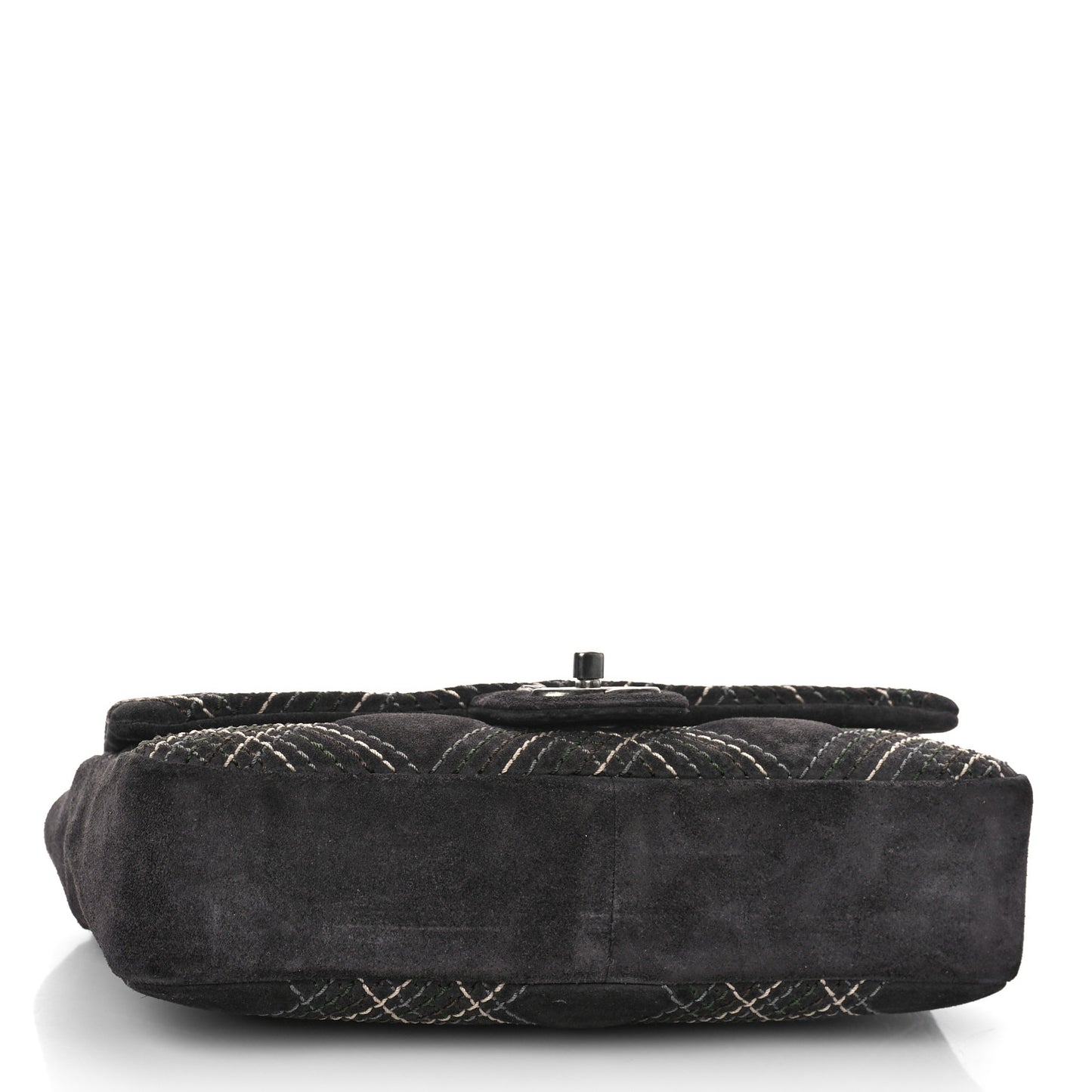 Suede Stitched Medium Saltire Single Flap Grey