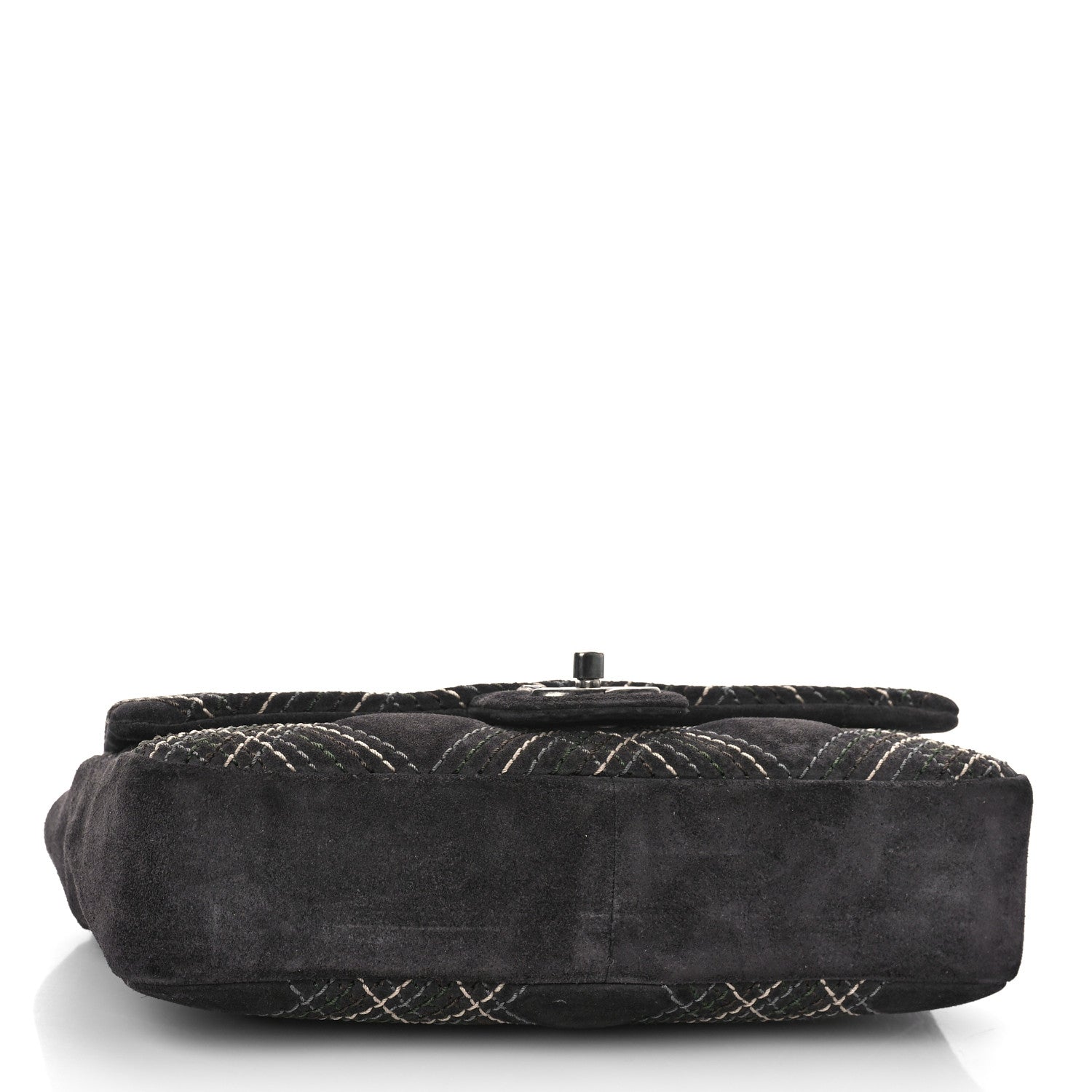 Chanel Suede Stitched Medium Saltire Single Flap Grey 4 of 10