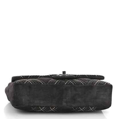 Chanel Suede Stitched Medium Saltire Single Flap Grey 4 of 10