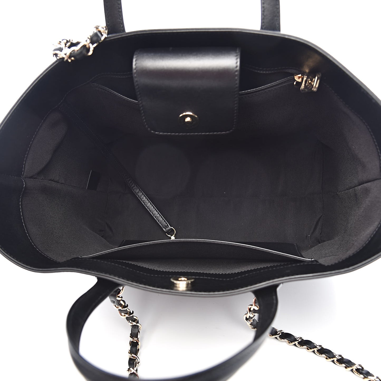 Calfskin Stitched Shopping Tote Black