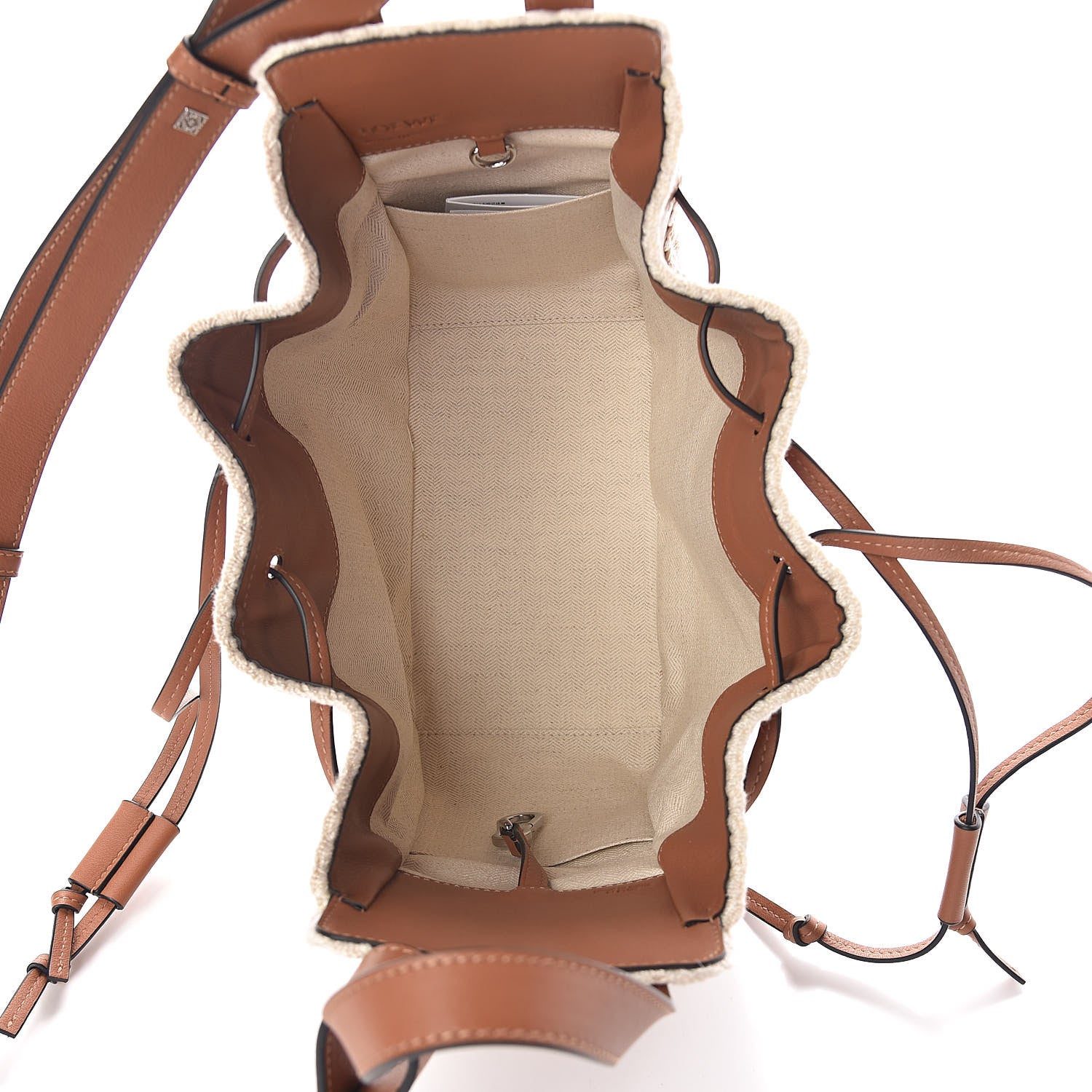 Loewe Calfskin Small Crochet Trim Hammock Shoulder Bag Tan 5 of 11