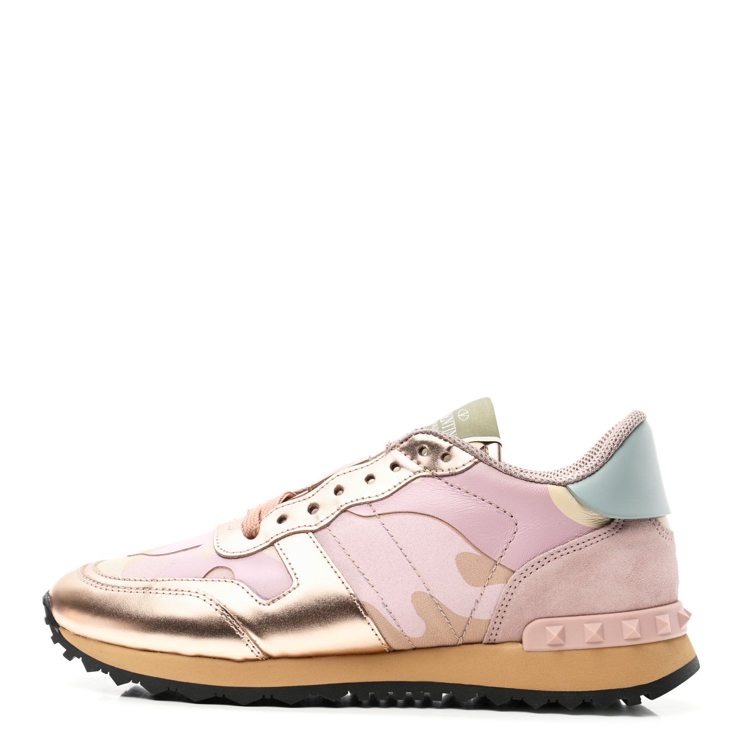 Valentino Garavani Metallic Nappa Suede Camouflage Womens Rockrunner Sneakers 37 Multicolor 1 of 8