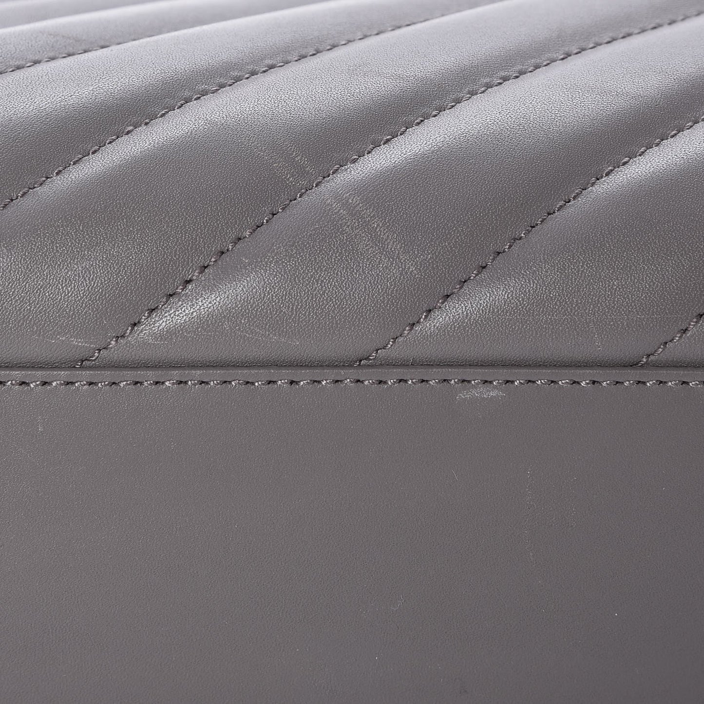 Smooth Calfskin Matelasse Chevron Large Monogram Shopping Bag Grey