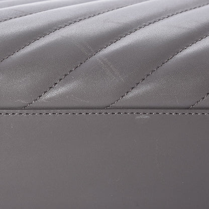 Saint Laurent Smooth Calfskin Matelasse Chevron Large Monogram Shopping Bag Grey 15 of 15