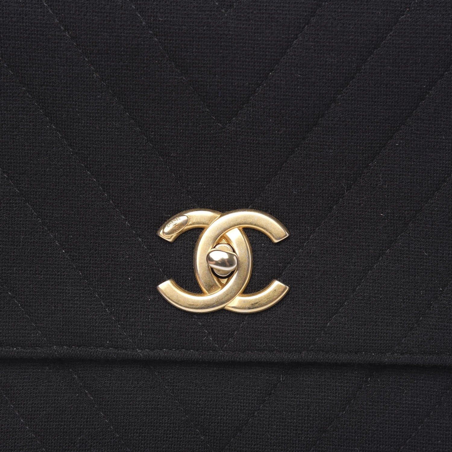 Chanel Jersey Chevron Quilted Small Coco Handle Flap Black 10 of 12