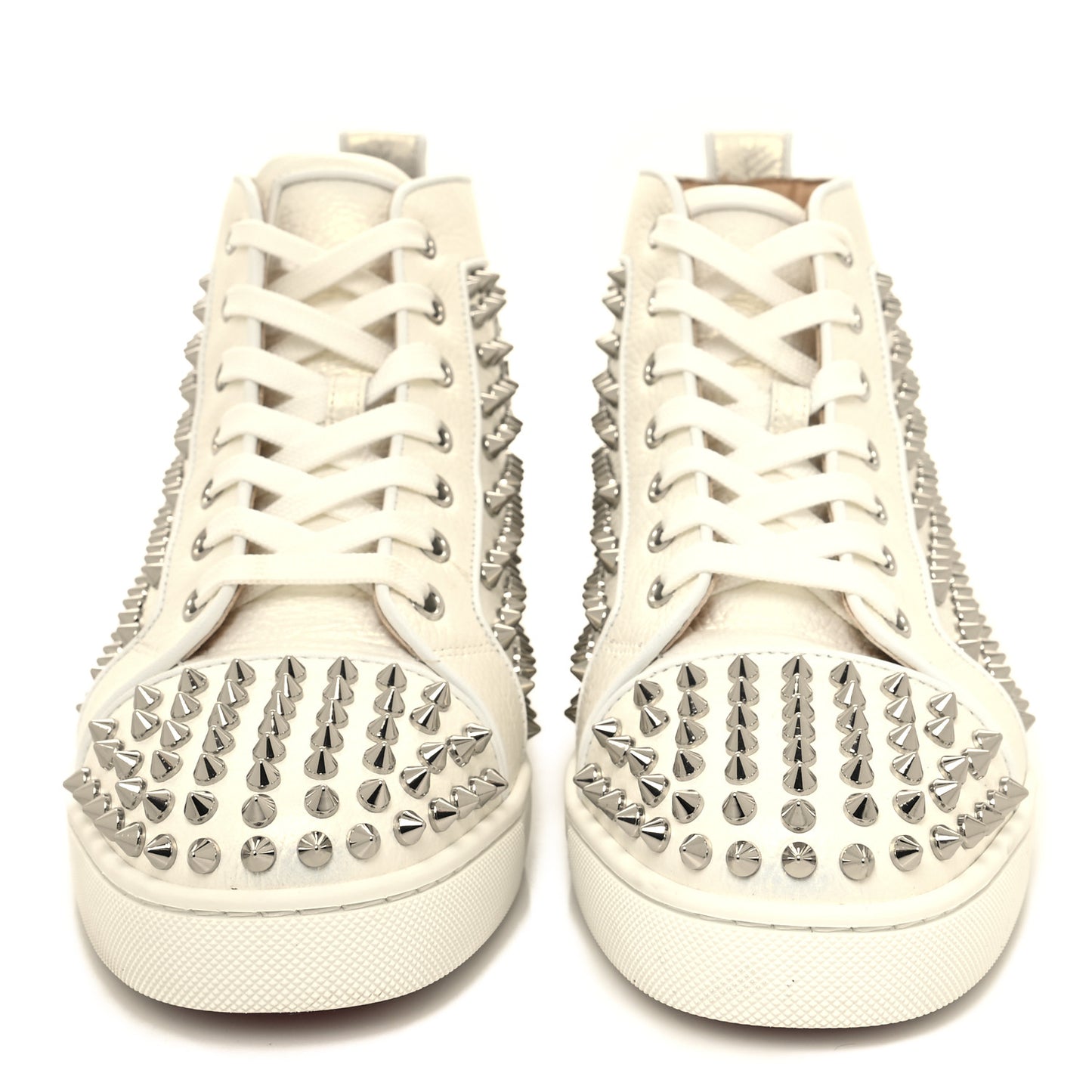 Calfskin Womens Louis Spikes Flat Sneakers 40 Champagne