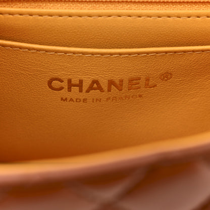 Chanel Lambskin Quilted Bi-Color Mini Top Handle Rectangular Flap Light Brown Yellow 6 of 11
