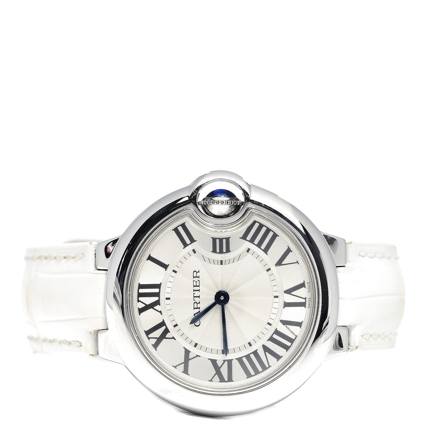 Cartier Stainless Steel Alligator 33mm Ballon Bleu De Cartier Automatic Watch White 3 of 9