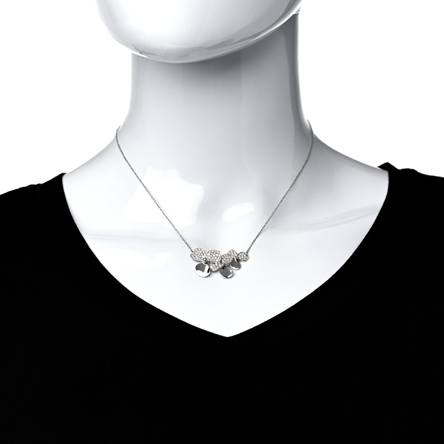 Tiffany Platinum Diamond Mini Paper Flowers Cluster Pendant Necklace 2 of 6