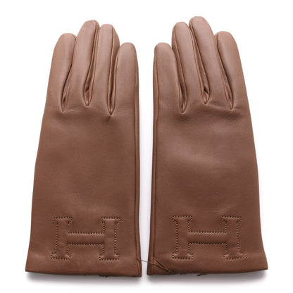 Hermes Glossy Lambskin Bastille Gloves 7 Cognac 3 of 7