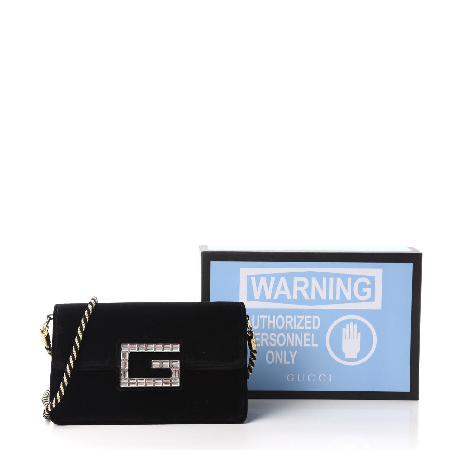 Velvet Crystal Square G Shoulder Bag Black