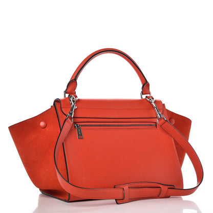 Celine Drummed Calfskin Suede Small Trapeze Vermillion 3 of 7