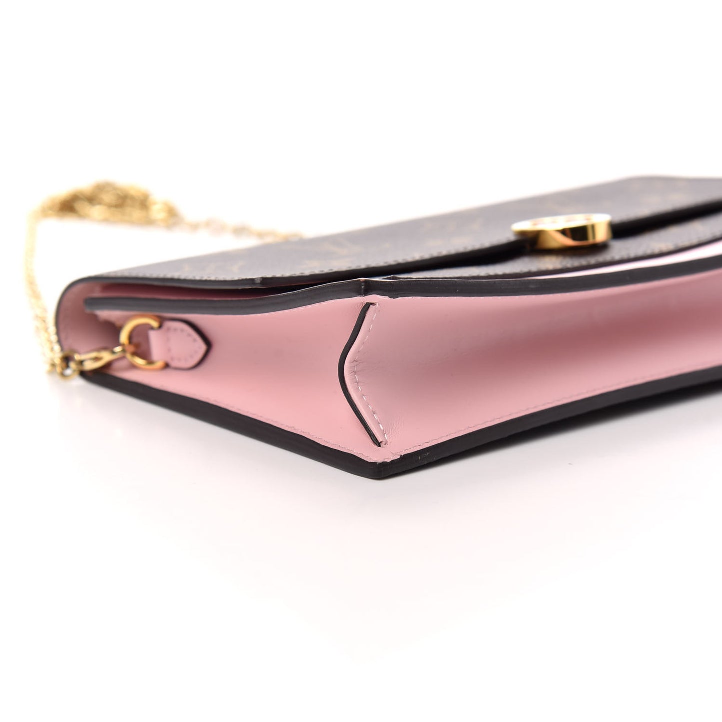 Monogram Flore Chain Wallet Rose Ballerine