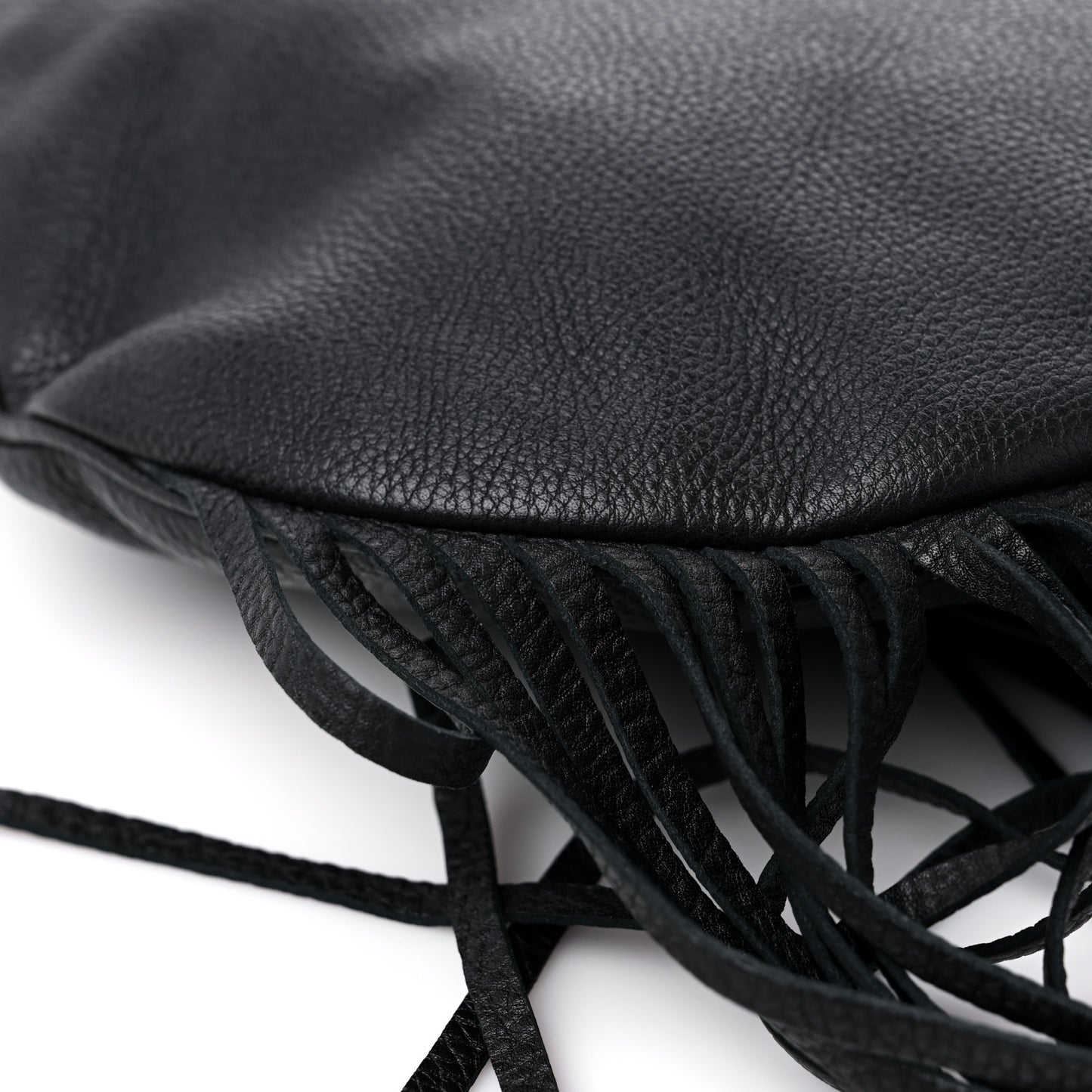 Calfskin Large New Jackie Nouveau Fringe Hobo Black