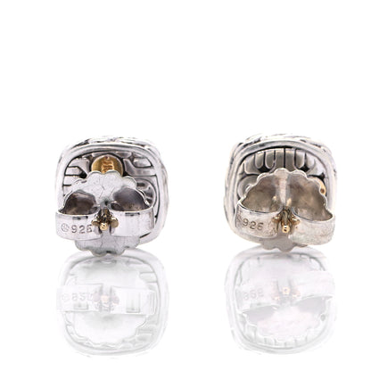 John Hardy Sterling Silver Diamond 12mm Curved Chain Stud Earrings 3 of 4