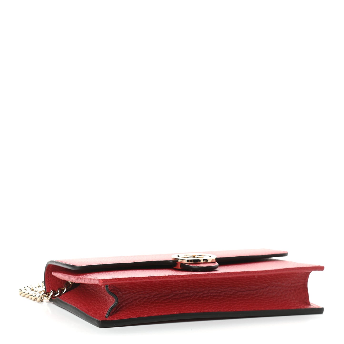 Dollar Calfskin Interlocking G Chain Wallet Red
