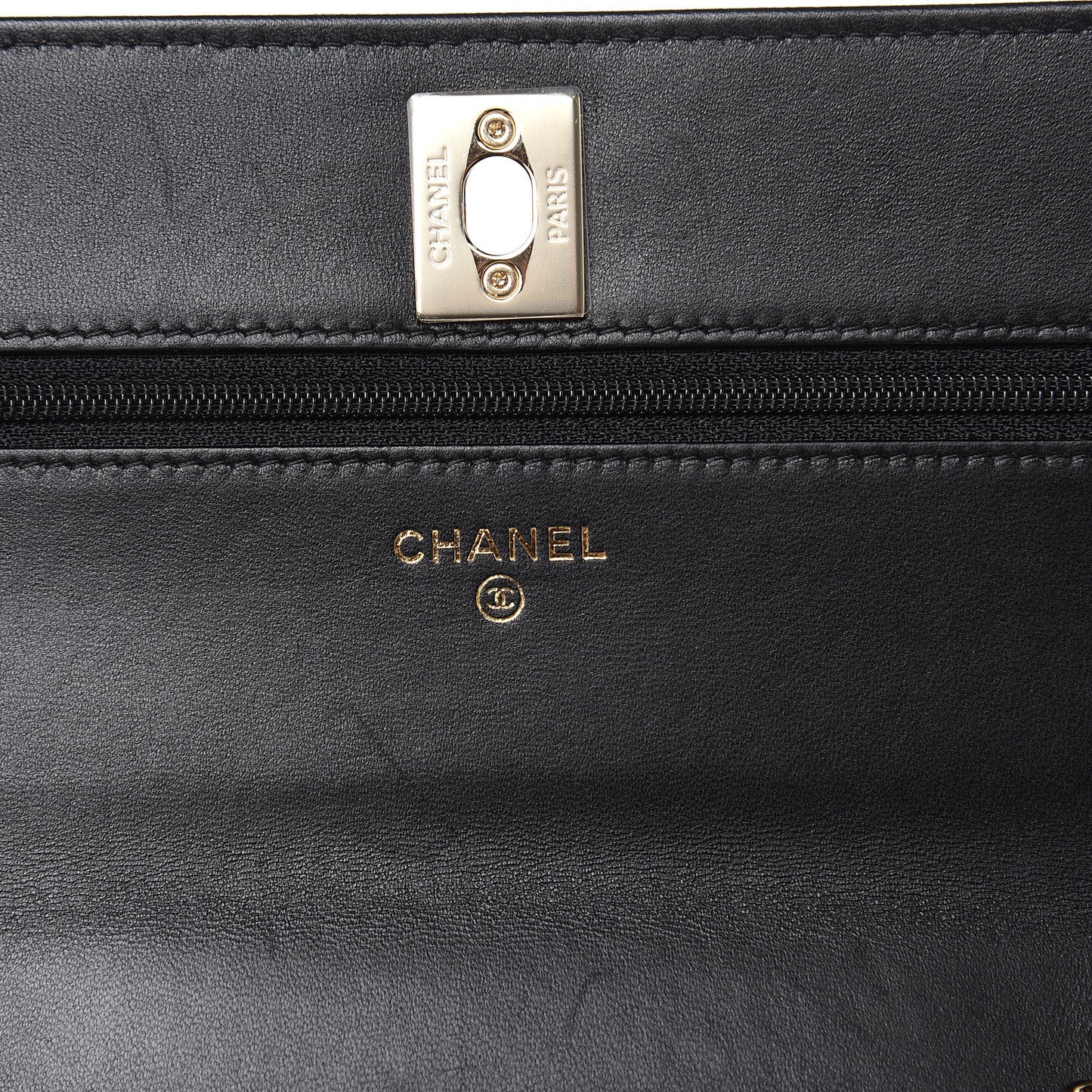 Lambskin Quilted Trendy CC Wallet On Chain WOC Black