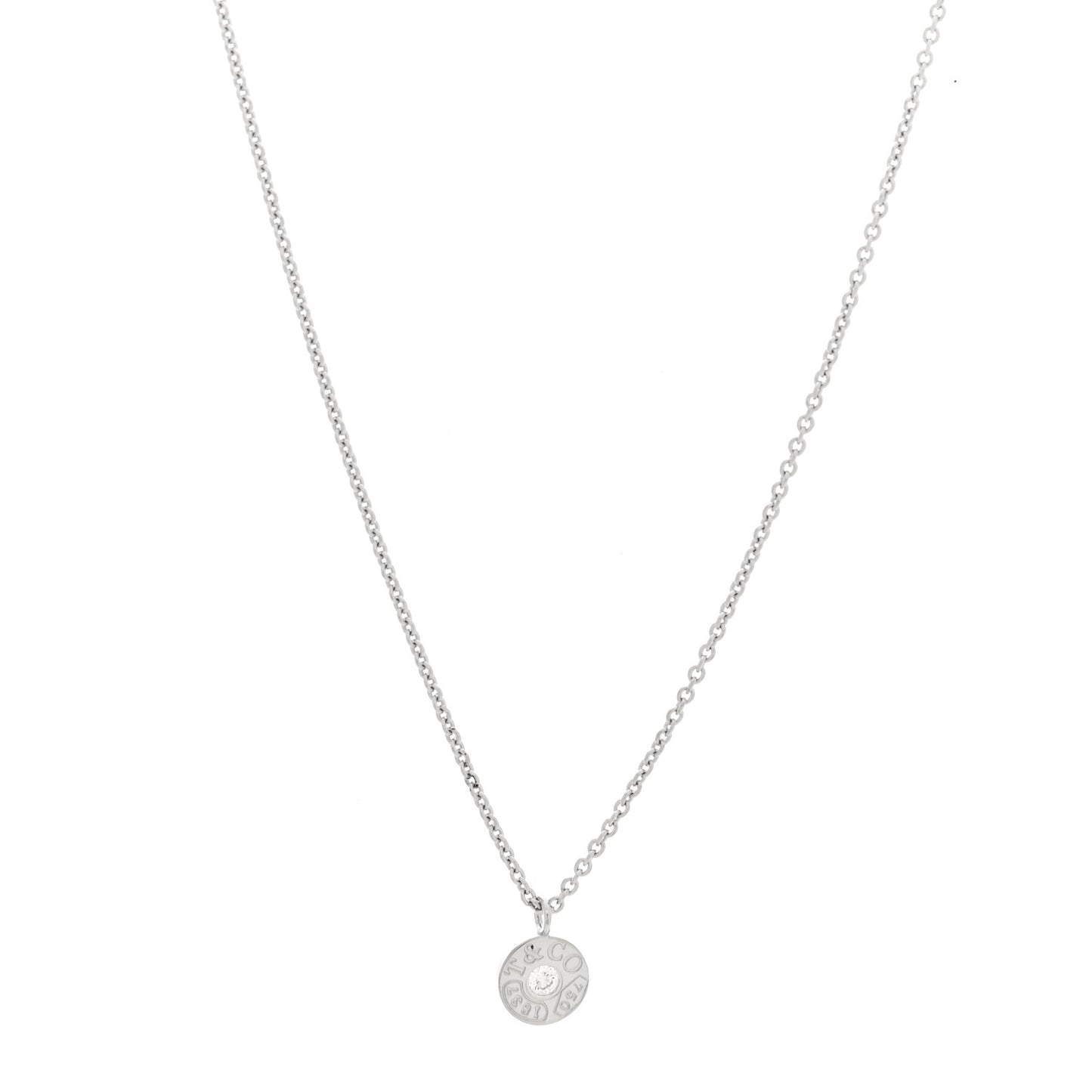 18K White Gold Diamond 1837 Circle Pendant Necklace