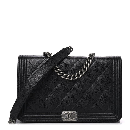 Chanel Caviar Quilted Boy Wallet On Chain WOC Black 1 of 4