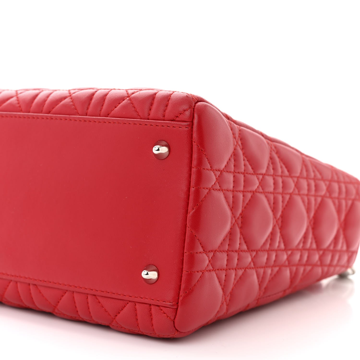 Christian Dior Lambskin Cannage Medium Lady Dior Red 10 of 11