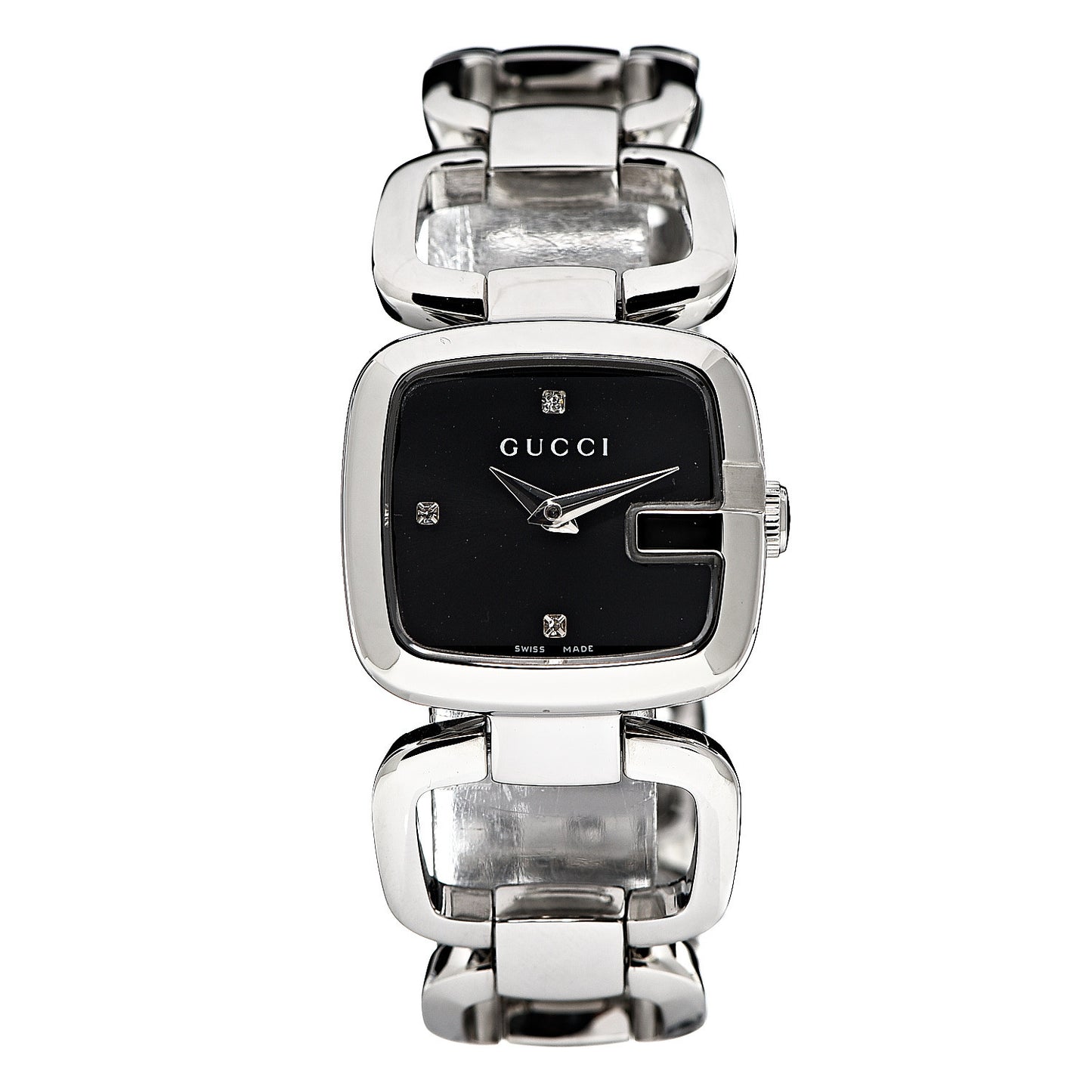 Stainless Steel Diamond 24mm G-Gucci Square Quartz Watch Black
