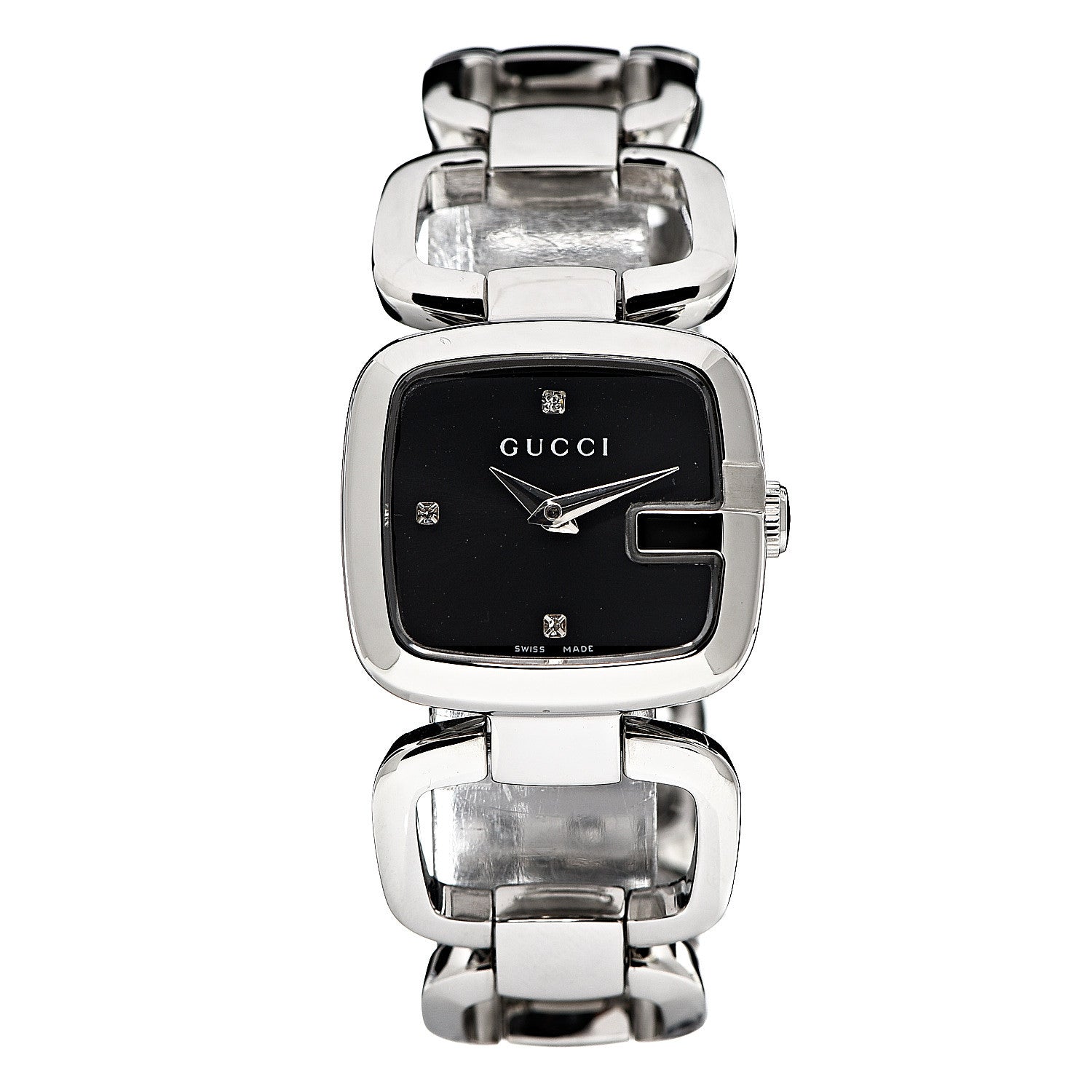 Gucci Stainless Steel Diamond 24mm G-Gucci Square Quartz Watch Black 1 of 6