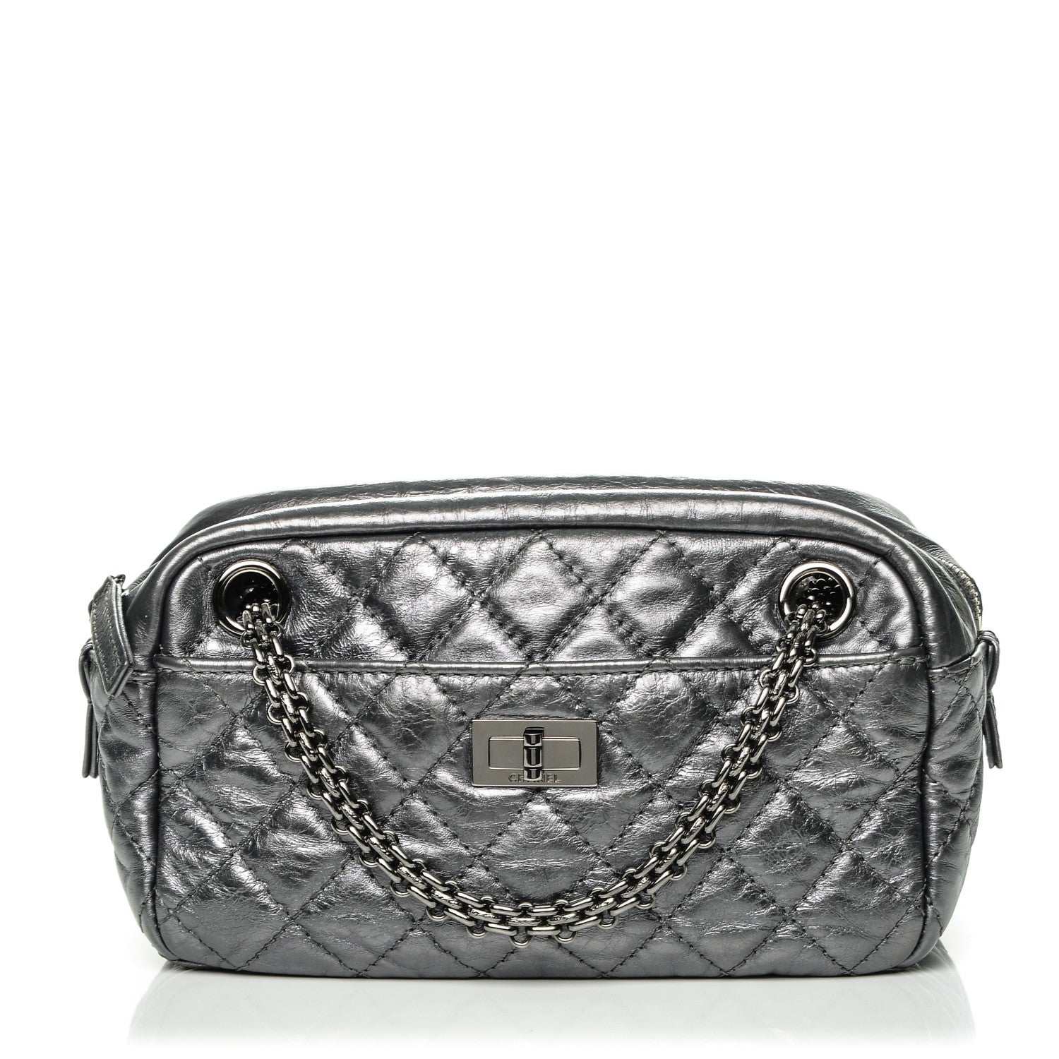 Chanel Metallic Aged Calfskin Quilted Small Reissue Camera Case Dark Silver 1 of 7
