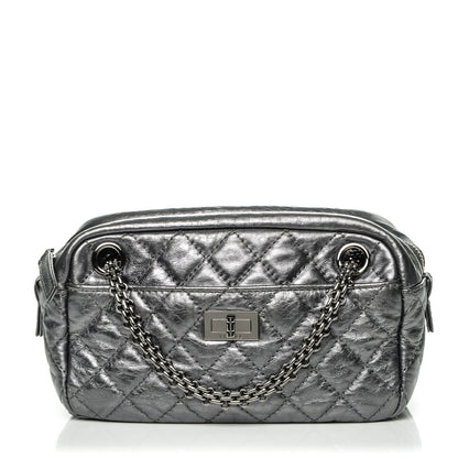Chanel Metallic Aged Calfskin Quilted Small Reissue Camera Case Dark Silver 1 of 7