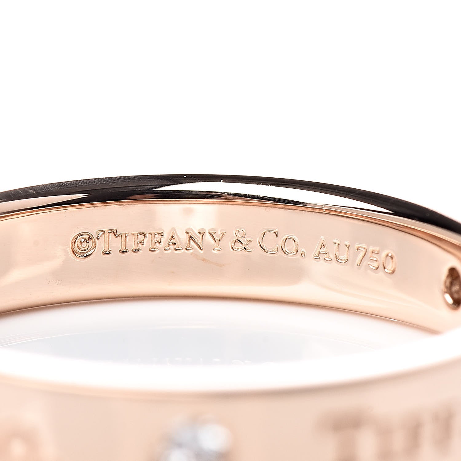 Tiffany 18K Rose Gold Diamond 4mm Logo Band Ring 53 6.25 4 of 4