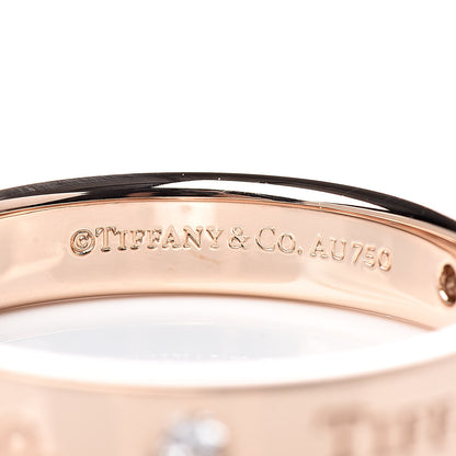 Tiffany 18K Rose Gold Diamond 4mm Logo Band Ring 53 6.25 4 of 4