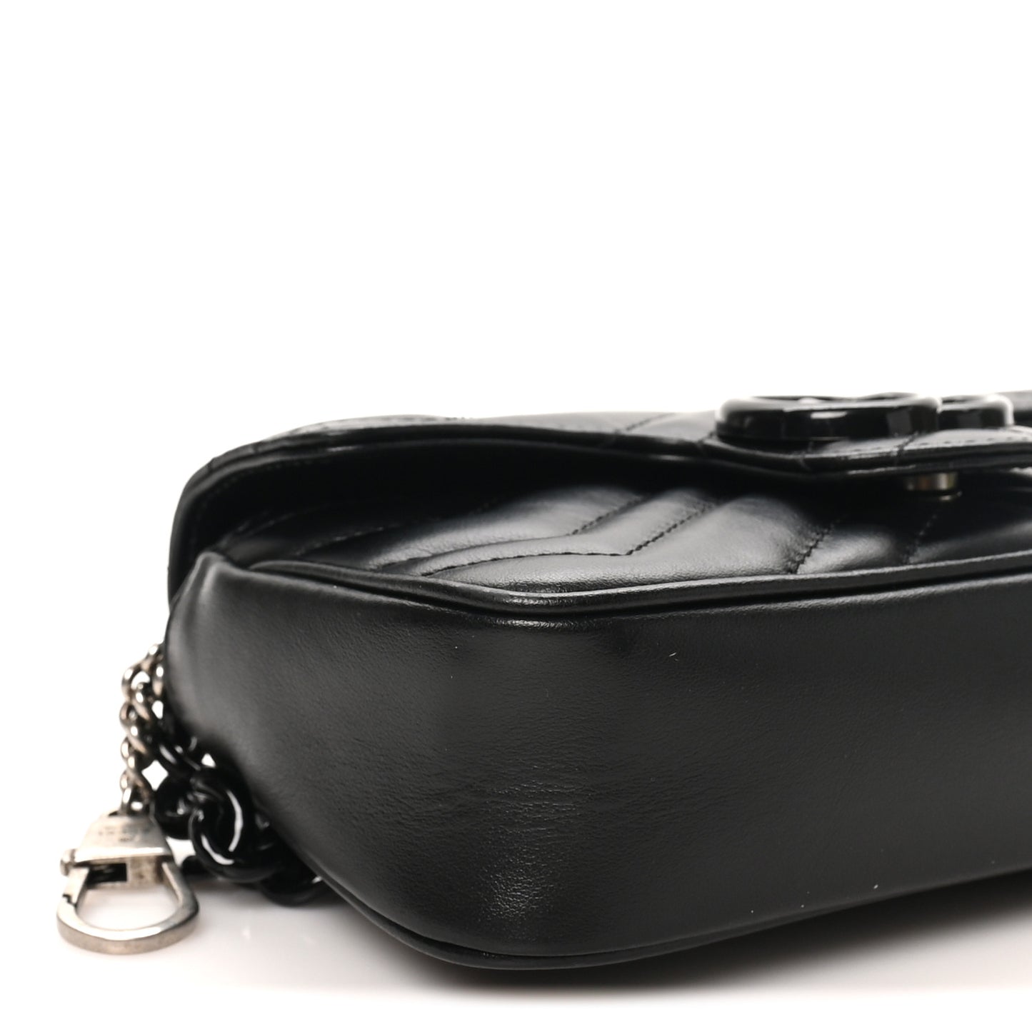 Calfskin Matelasse Monochrome GG Marmont Chain Belt Bag Black