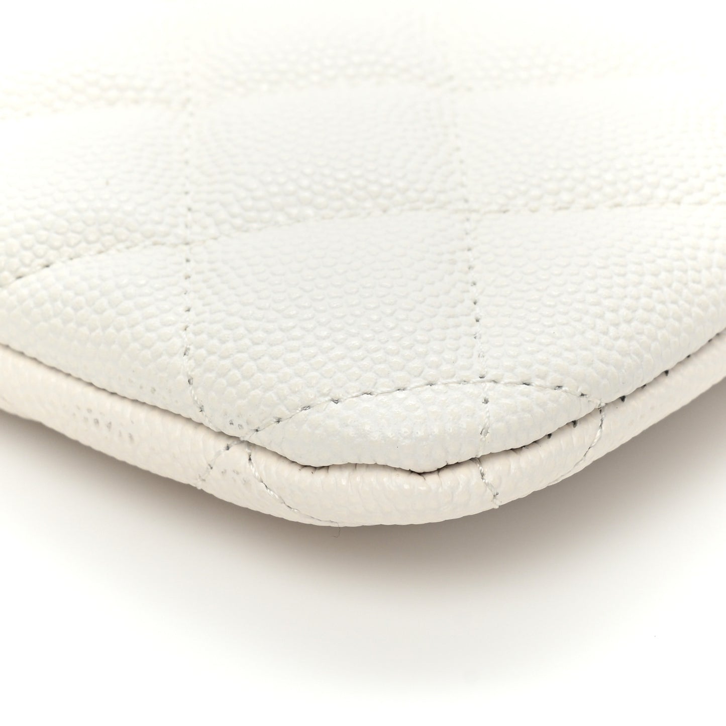 Caviar Quilted Cosmetic Case White