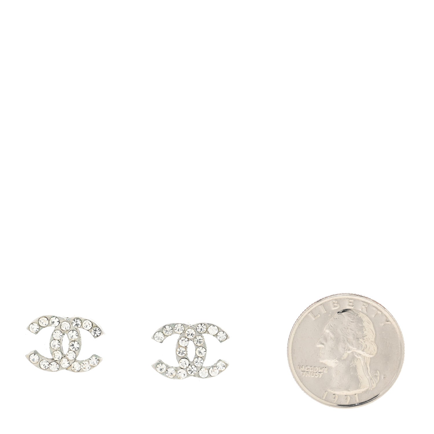 Chanel Crystal CC Earrings Silver 2 of 3
